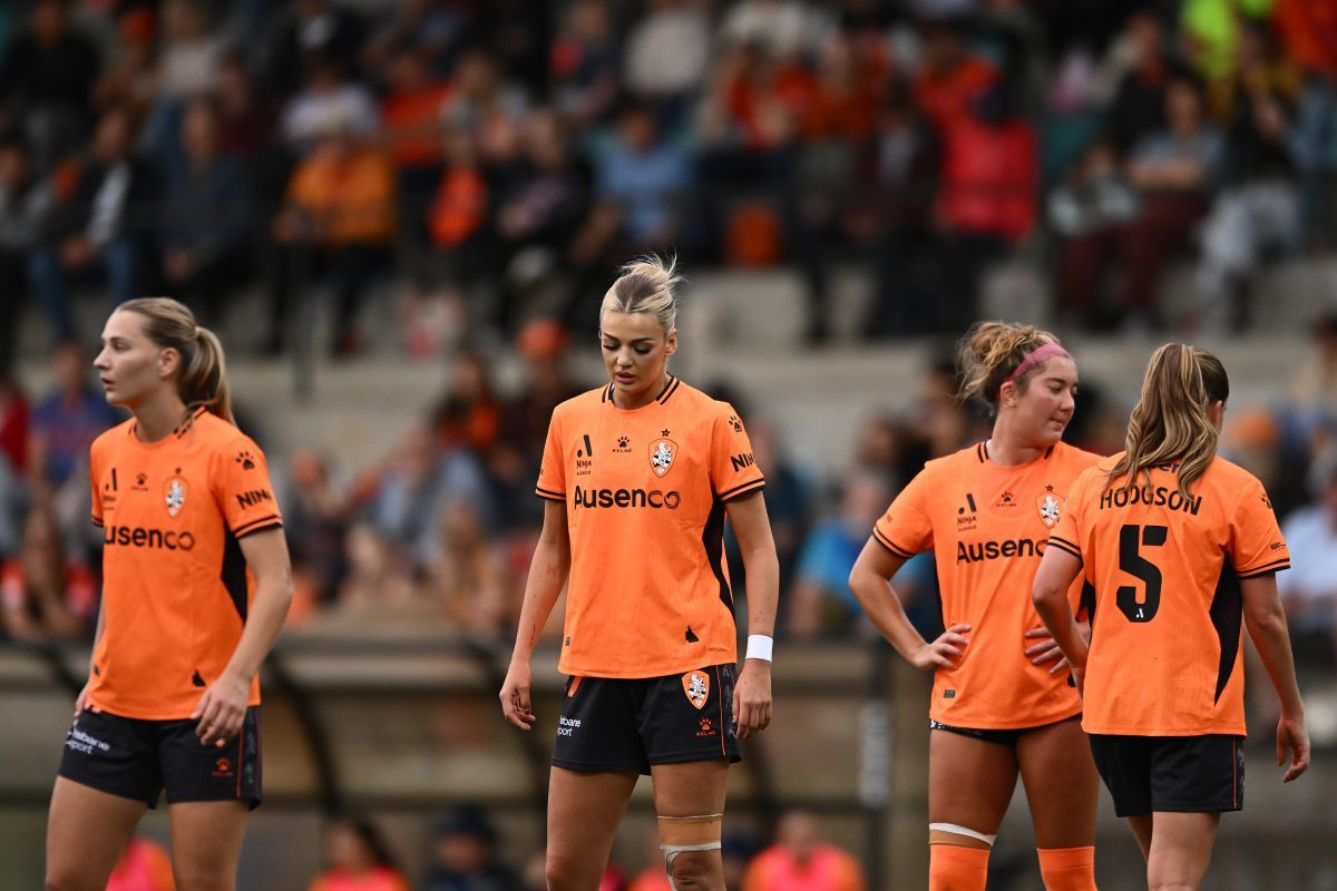 Maja Markovski of Brisbane reacts at Gioca Stadium.
